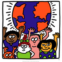 WE ARE THE WORLD  KEITH HARING  GLOBE POSTER