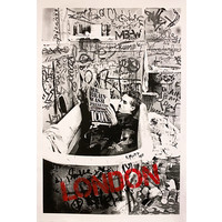 MR. BRAINWASH SIGNED CHARLIE CHAPLIN  BATHTUB PRINT FRAMED
