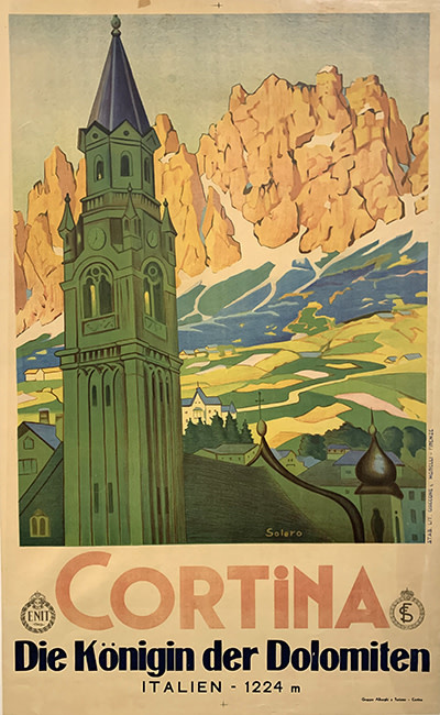 Cortina d'Ampezzo Vintage Italian Travel Poster Poster for Sale by  knightsydesign