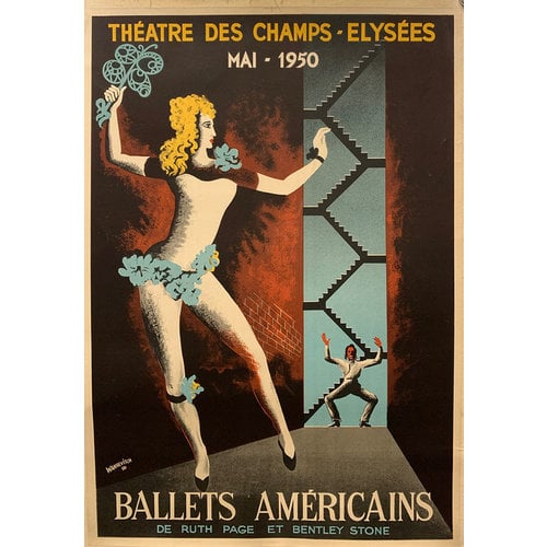 Wakhevitch, Georges THEATRE DES CHAMPS ELYSEES  BALLETS AMERICAINS POSTER