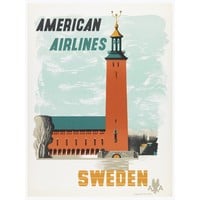 SWEDEN AMERICAN AIRLINES POSTER