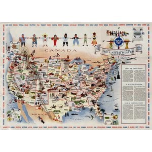 1958 BRUSSELS WORLD FAIR U.S. IMMIGRATION MAP POSTER
