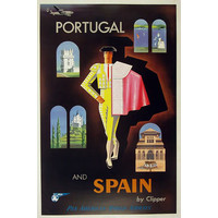 PORTUGAL AND SPAIN CARLU PAN AM POSTER