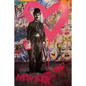 Mr. Brainwash MR. BRAINWASH CHARLIE CHAPLIN WITH PAINT CAN NEW YORK HEART POSTER