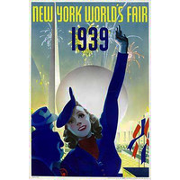 NEW YORK 1939 WORLD'S FAIR WOMAN IN BLUE POSTER