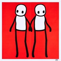STIK SIGNED HOLDING HANDS RED PRINT