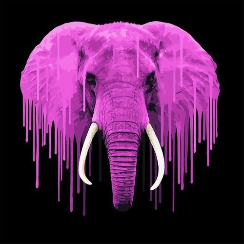 CARL MOORE SIGNED PINK ELEPHANT PRINT CARL MOORE SIGNED PINK ELEPHANT PRINT