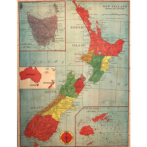 CHICAGO TRIBUNE WWII MAP NEW ZEALAND TASMANIA  AND FIJI ISLANDS