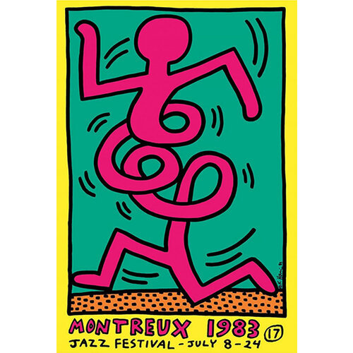 KEITH HARING 1983 MONTREUX JAZZ FESTIVAL BLUE POSTER KEITH HARING 1983 MONTREUX JAZZ FESTIVAL BLUE POSTER