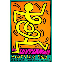 KEITH HARING 1983 MONTREUX  JAZZ FESTIVAL ORANGE POSTER
