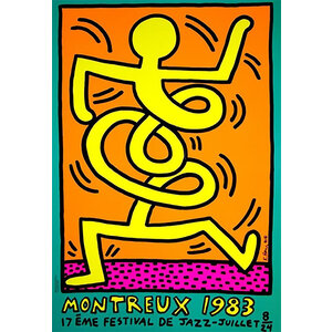 KEITH HARING 1983 MONTREUX  JAZZ FESTIVAL ORANGE POSTER