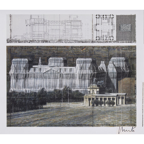 Christo CHRISTO SIGNED WRAPPED REICHSTAG LITHOGRAPH Christo CHRISTO SIGNED WRAPPED REICHSTAG LITHOGRAPH