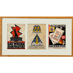 FRAMED COLLECTION OF 3 VINTAGE GERMAN ADVERTISEMENTS