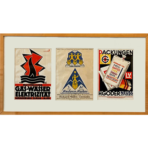 FRAMED COLLECTION OF 3 VINTAGE GERMAN ADVERTISEMENTS FRAMED COLLECTION OF 3 VINTAGE GERMAN ADVERTISEMENTS