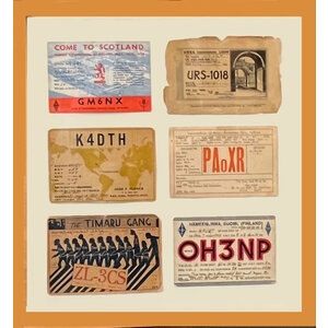 FRAMED COLLECTION OF 6 VINTAGE HAM RADIO QSL CARDS FRAMED COLLECTION OF 6 VINTAGE HAM RADIO QSL CARDS