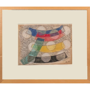 SIGNED MOHOLY-NAGY COLORED PENCIL DRAWING SIGNED MOHOLY-NAGY COLORED PENCIL DRAWING