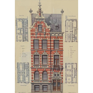 ANTIQUE ARCHITECTURAL PRINT - ROTTERDAM HOUSE, PLATE 125 ANTIQUE ARCHITECTURAL PRINT - ROTTERDAM HOUSE, PLATE 125