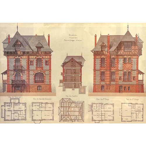 ANTIQUE ARCHITECTURAL PRINT - VILLA AT HOULGATE