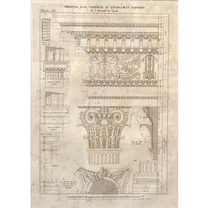 ANTIQUE ARCHITECTURAL PRINT PIEDESTAL, BASE, CHAPITEAU ET ENTABLEMENT ANTIQUE ARCHITECTURAL PRINT PIEDESTAL, BASE, CHAPITEAU ET ENTABLEMENT