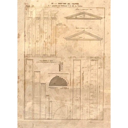 ANTIQUE ARCHITECTURAL PRINT DE LA DIMINUTION DES COLONNES