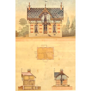 ANTIQUE ARCHITECTURAL PRINT - SMALL HOUSE #2 ANTIQUE ARCHITECTURAL PRINT - SMALL HOUSE #2