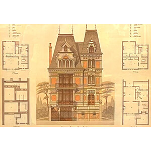 ANTIQUE ARCHITECTURAL PRINT - PAINTER'S STUDIO ANTIQUE ARCHITECTURAL PRINT - PAINTER'S STUDIO