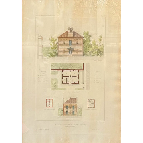 ANTIQUE  ARCHITECTURAL PRINT - MAISON A COULOMMIERS