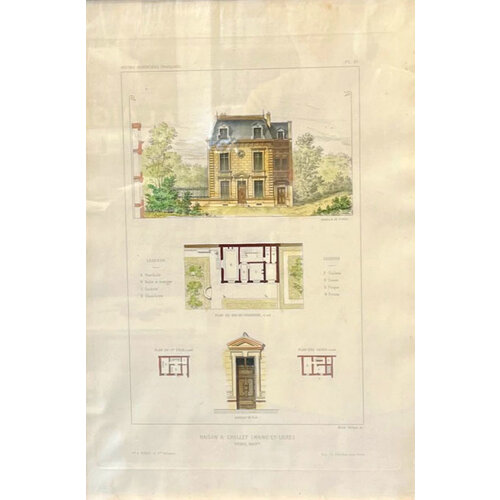 ANTIQUE ARCHITECTURAL PRINT - MAISON A CHOLLET
