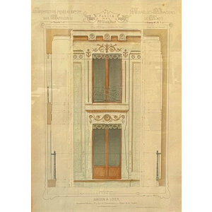 ANTIQUE ARCHITECTURAL PRINT - MAISON A LOYER FACADE 3