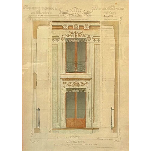 ANTIQUE ARCHITECTURAL PRINT - MAISON A LOYER FACADE 3