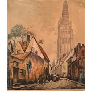 BELGIAN STREET SCENE ALFRED VAN NESTE SIGNED ETCHING BELGIAN STREET SCENE ALFRED VAN NESTE SIGNED ETCHING