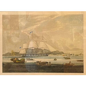 PRINT OF CHINESE HARBOR SCENE