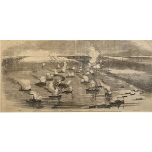 CIVIL WAR NAVAL FIGHT ETCHING