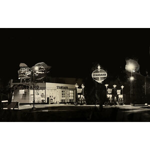 LIGHTS OF A STANDARD GAS STATION PHOTOGRAPH