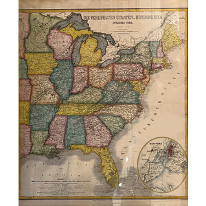ANTIQUE GERMAN MAP OF EASTERN UNITED STATES (DIE VEREINIGTEN STAATEN)