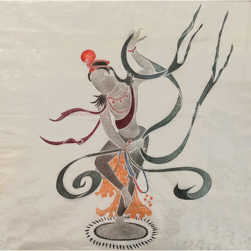 BALI TEMPLE RUBBING #1: ONE FIGURE DANCING