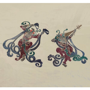 BALI TEMPLE RUBBING #2: TWO FIGURES DANCING BALI TEMPLE RUBBING #2: TWO FIGURES DANCING