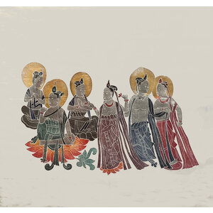 BALI TEMPLE RUBBING #4: SIX FIGURES TOGETHER BALI TEMPLE RUBBING #4: SIX FIGURES TOGETHER