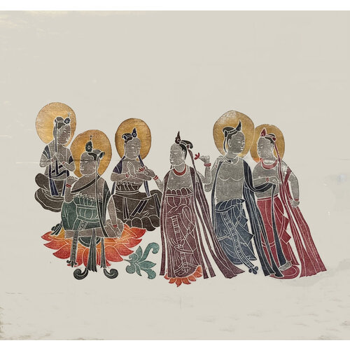 BALI TEMPLE RUBBING #4: SIX FIGURES TOGETHER