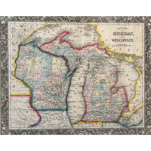 1860 COUNTY MAP OF MICHIGAN AND WISCONSIN 1860 COUNTY MAP OF MICHIGAN AND WISCONSIN