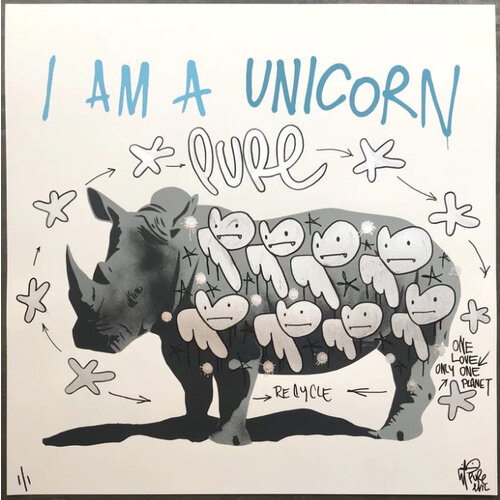 PURE EVIL SIGNED PRINT I AM A UNICORN - ONE LOVE + ONLY ONE PLANET PURE EVIL SIGNED PRINT I AM A UNICORN - ONE LOVE + ONLY ONE PLANET