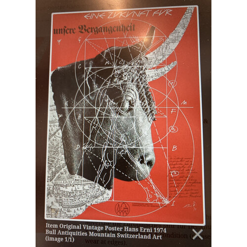 HANS ERNI BULL POSTER YEAR FOR PRESERVATION OF MONUMENTS