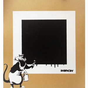 NOT NOT BANKSY SIGNED PRINT OF RAT PAINTING BLACK SQUARE NOT NOT BANKSY SIGNED PRINT OF RAT PAINTING BLACK SQUARE