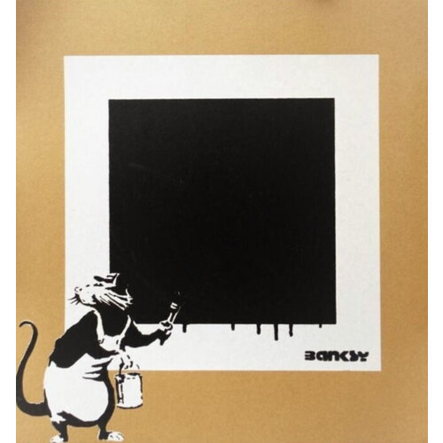 NOT NOT BANKSY PRINT OF RAT PAINTING BLACK SQUARE NOT NOT BANKSY PRINT OF RAT PAINTING BLACK SQUARE