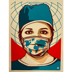 MASKED NURSE GLOBAL FOREFRONT THOMAS WIMBERLY SIGNED PRINT MASKED NURSE GLOBAL FOREFRONT THOMAS WIMBERLY SIGNED PRINT