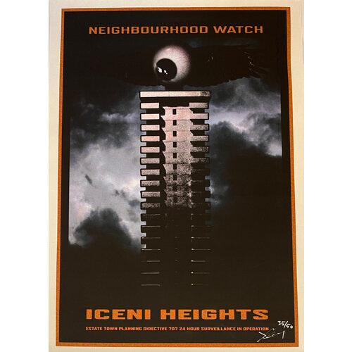 JAMES CAUTY SIGNED ESTATE ICENI HEIGHTS NEIGHBOURHOOD WATCH PRINT JAMES CAUTY SIGNED ESTATE ICENI HEIGHTS NEIGHBOURHOOD WATCH PRINT