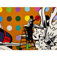 MR CLEVER SIGNED PRINT OF PAINTER AND PLANE (DOTS)