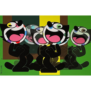 MR CLEVER SIGNED FELIX THE CAT SCREEN PRINT GREEN MR CLEVER SIGNED FELIX THE CAT SCREEN PRINT GREEN