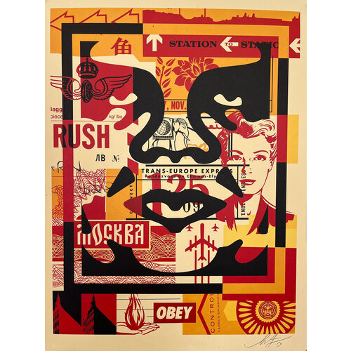 SHEPARD FAIREY SIGNED OBEY GIANT FACE COLLAGE SHEPARD FAIREY SIGNED OBEY GIANT FACE COLLAGE