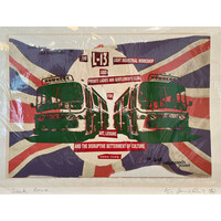 JAMIE REID SIGNED SCREEN PRINT SEEK LOVE AND HAPPINESS (BUSES)